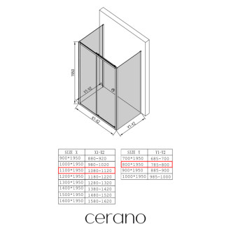 CERANO - Trojstenný sprchovací kút Varone POINT UL/P - 6 mm - chróm, transparentné sklo - 110x80x195 cm - posuvný