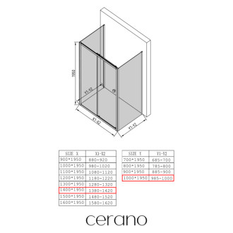 CERANO - Trojstenný sprchovací kút Varone POINT UL/P - 6 mm - chróm, transparentné sklo - 140x100x195 cm - posuvný