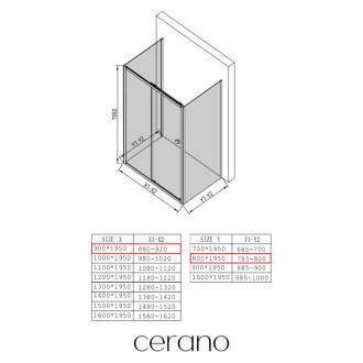 CERANO - Trojstenný sprchovací kút Varone POINT UL/P - 6 mm - chróm, transparentné sklo - 90x80x195 cm - posuvný