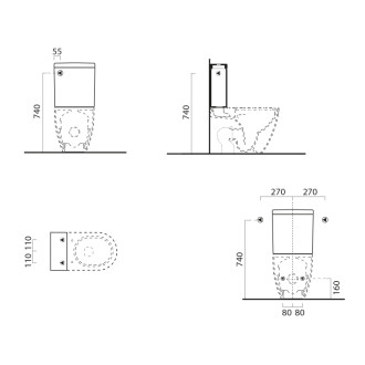 PURA nádržka k WC kombi, čierna mat