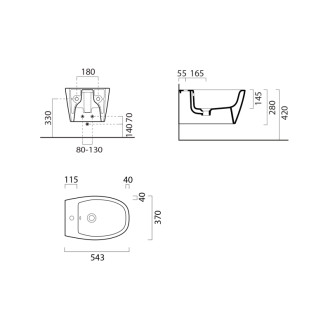 MODO bidet závesný, 37x54cm, creta mat