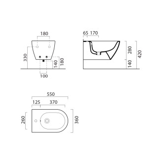 PURA ECO bidet závesný, 36x55cm, biela mat