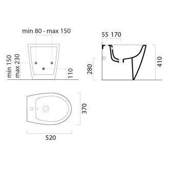 MODO bidet stojaci 37x52cm, creta mat