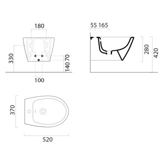 MODO bidet závesný 37x52cm, creta mat