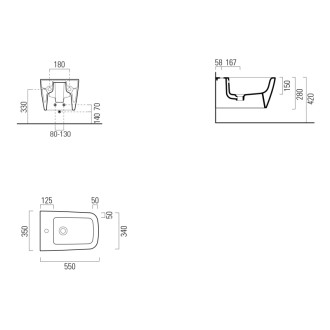 NUBES bidet závesný 35x55cm, čierna mat