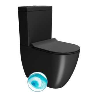 PURA WC kombi, Swirlflush, spodný/zadný odpad, čierna dual-mat
