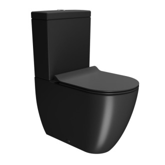 PURA WC kombi, Swirlflush, spodný/zadný odpad, čierna dual-mat