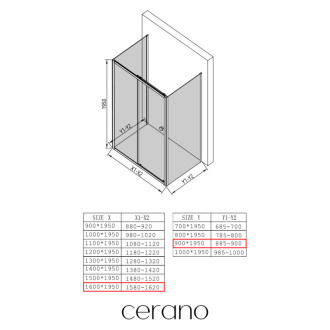 CERANO - Trojstenný sprchovací kút Varone POINT UL/P - 6 mm - chróm, transparentné sklo - 160x90x195 cm - posuvný