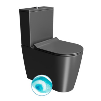 KUBE X WC kombi, Swirlflush, spodný/zadný odpad, čierna dual-mat