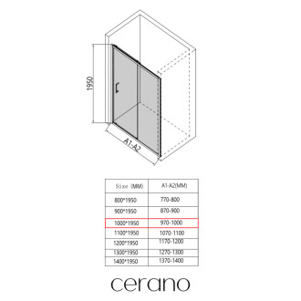 CERANO - Sprchové posuvné dvere Orlano L/P - 5 mm - čierna matná, transparentné sklo - 100x195 cm