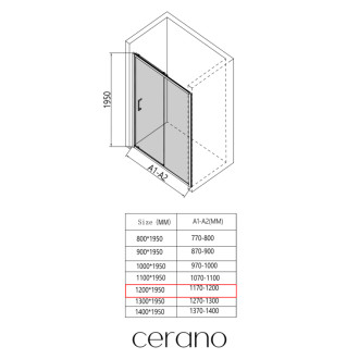 CERANO - Sprchové posuvné dvere Orlano L/P - 5 mm - čierna matná, transparentné sklo - 120x195 cm