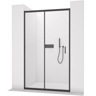 CERANO - Sprchové posuvné dvere Orlano L/P - 5 mm - čierna matná, transparentné sklo - 130x195 cm