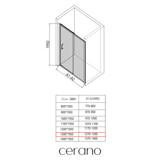 CERANO - Sprchové posuvné dvere Orlano L/P - 5 mm - čierna matná, transparentné sklo - 130x195 cm