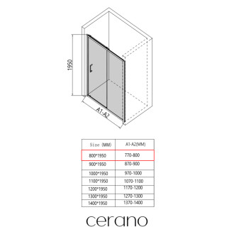 CERANO - Sprchové posuvné dvere Orlano L/P - 5 mm - čierna matná, transparentné sklo - 80x195 cm