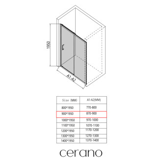 CERANO - Sprchové posuvné dvere Orlano L/P - 5 mm - čierna matná, transparentné sklo - 90x195 cm