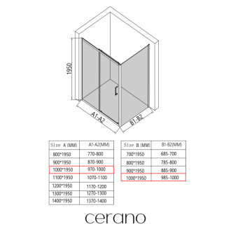 CERANO - Sprchovací kút Orlano L/P - 5 mm - čierna matná, transparentné sklo - 100x100x195 cm - posuvný