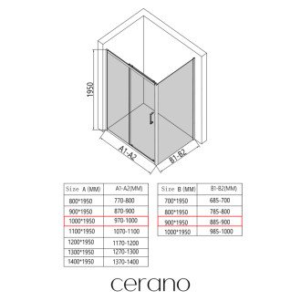CERANO - Sprchovací kút Orlano L/P - 5 mm - čierna matná, transparentné sklo - 100x90x195 cm - posuvný