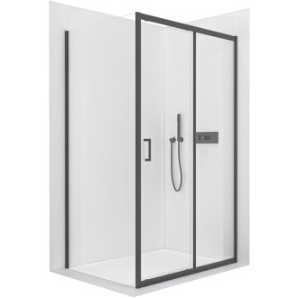 CERANO - Sprchovací kút Orlano L/P - 5 mm - čierna matná, transparentné sklo - 110x100x195 cm - posuvný