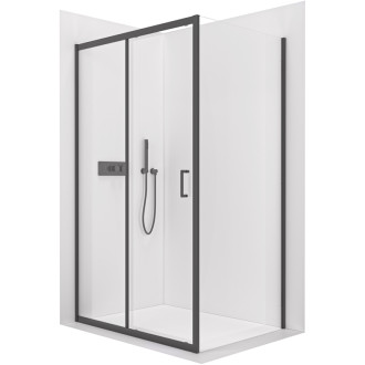 CERANO - Sprchovací kút Orlano Ľ/P - 5 mm - čierna matná, transparentné sklo - 120x100x195 cm - posuvný