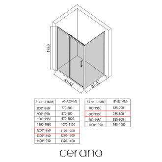 CERANO - Sprchovací kút Orlano L/P - 5 mm - čierna matná, transparentné sklo - 120x80x195 cm - posuvný