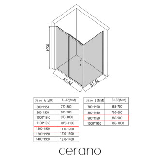 CERANO - Sprchovací kút Orlano L/P - 5 mm - čierna matná, transparentné sklo - 120x90x195 cm - posuvný