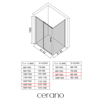 CERANO - Sprchovací kút Orlano Ľ/P - 5 mm - čierna matná, transparentné sklo - 130x90x195 cm - posuvný