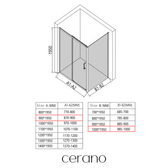 CERANO - Sprchovací kút Orlano Ľ/P - 5 mm - čierna matná, transparentné sklo - 90x100x195 cm - posuvný