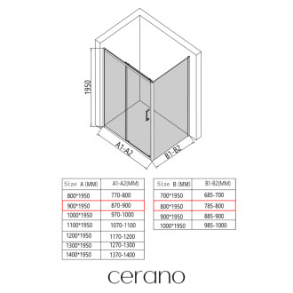 CERANO - Sprchovací kút Orlano L/P - 5 mm - čierna matná, transparentné sklo - 90x80x195 cm - posuvný