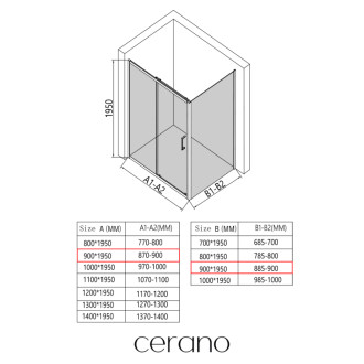 CERANO - Sprchovací kút Orlano Ľ/P - 5 mm - čierna matná, transparentné sklo - 90x90x195 cm - posuvný