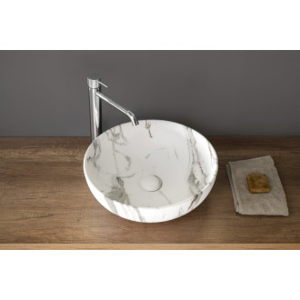 RONDANE keramické umývadlo na dosku Ø 41cm, bianco carrara