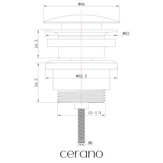 CERANO - Umývadlový výpust - 5/4“ click-clack - univerzálny - zlatá kartáčovaná