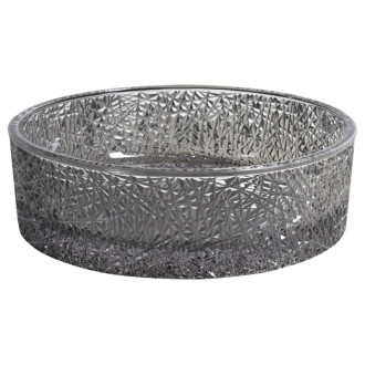 ERSEL sklenené gravírované umývadlo na dosku Ø 39,5 cm, čierna