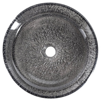 ERSEL sklenené gravírované umývadlo na dosku Ø 39,5 cm, čierna