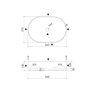 BLOK kamenné umývadlo na dosku, 55x37cm, matný čierny Marquin