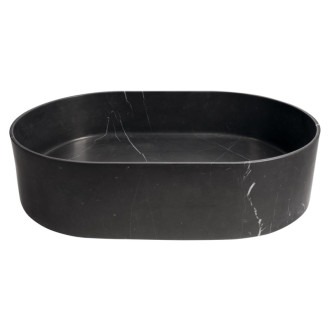 BLOK kamenné umývadlo na dosku, 55x37cm, matný čierny Marquin