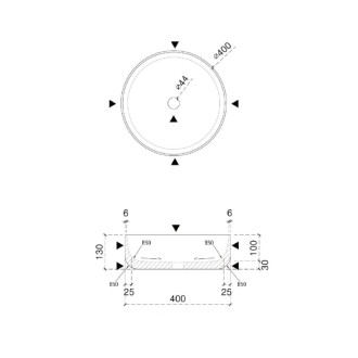 BLOK kamenné umývadlo na dosku, Ø 40cm, matný čierny Marquin