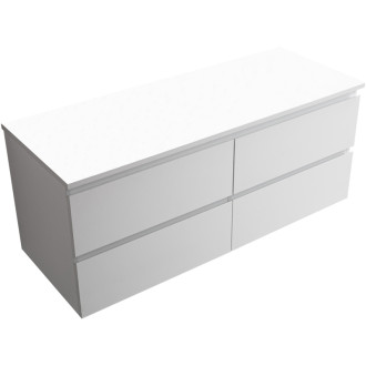 CERANO - Kúpeľňová skrinka Carole s doskou pod umývadlo - 18 mm - biela matná - 161x49,8x46,5 cm