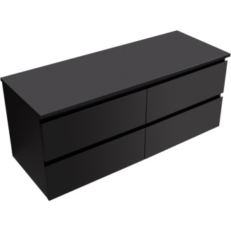 CERANO - Kúpeľňová skrinka Carole - čierna matná + doska pod umývadlo Navira Slim - 18 mm - 160x49, 8x46 cm