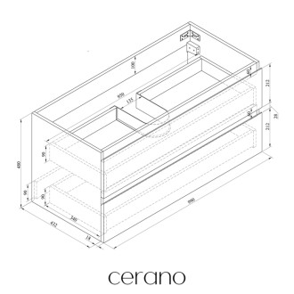 CERANO - Kúpeľňová skrinka Carole + keramické umývadlo Todo - betónovo šedá - 101x49,5x46,5 cm