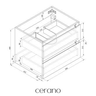 CERANO - Kúpeľňová skrinka Carole + keramické umývadlo Todo - biela matná - 71x49,5x46,5 cm