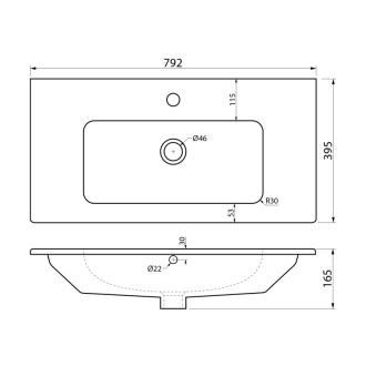 PRACTICO keramické umývadlo nábytkové 80x40cm, biela