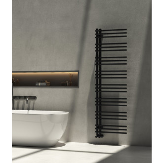 CERANO - Kúpeľňový radiátorový set Burke - ústredné vykurovanie - asymetrické pripojenie 50 mm - 750W - čierna matná - 1600x500 mm