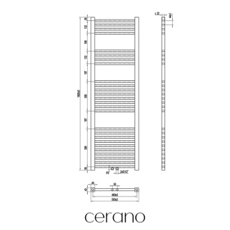 CERANO - Kúpeľňový radiátorový set Franko - kombinované vykurovanie, wifi tyč - stredové pripojenie 50 mm - 514W - čierna matná - 1600x500 mm