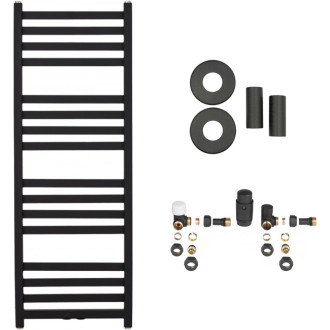 CERANO - Kúpeľňový radiátorový set Fulgidus - ústredné vykurovanie - bočné pripojenie - 616W - čierna matná - 1190x430 mm
