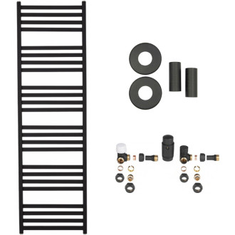 CERANO - Kúpeľňový radiátorový set Fulgiduson - ústredné vykurovanie - bočné pripojenie - 765W - čierna matná - 1800x530 mm