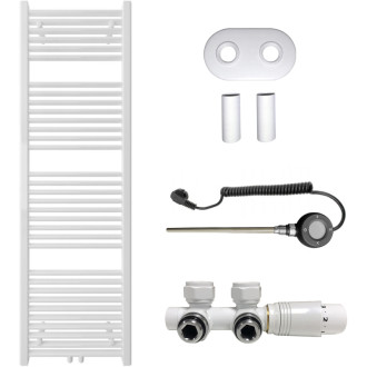 CERANO - Kúpeľňový radiátorový set Lincoln - kombinované vykurovanie, wifi tyč - stredové pripojenie 50 mm - 300W - biela lesklá - 1600x500 mm
