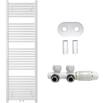CERANO - Kúpeľňový radiátorový set Lincoln - ústredné vykurovanie - stredové pripojenie 50 mm - 484W - biela lesklá - 1600x500 mm