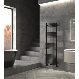 CERANO - Kúpeľňový radiátorový set Luigi - kombinované vykurovanie, wifi tyč - stredové pripojenie 50 mm - 713W - čierna matná - 1600x500 mm