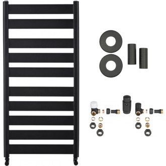 CERANO - Kúpeľňový radiátorový set Marco - ústredné vykurovanie - bočné pripojenie - 816W - čierna matná - 1125x550 mm