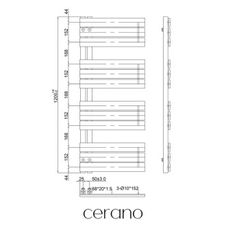 CERANO - Kúpeľňový radiátorový set Theo - ústredné vykurovanie - asymetrické pripojenie 50 mm - 650W - čierna matná - 1200x500 mm